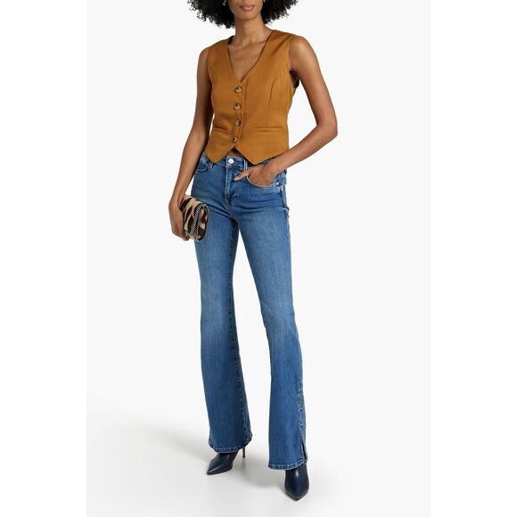 NWT Frame Form Fitting Zip Fly Le High Flared Leg Denim Jeans Blue Size 29 $268